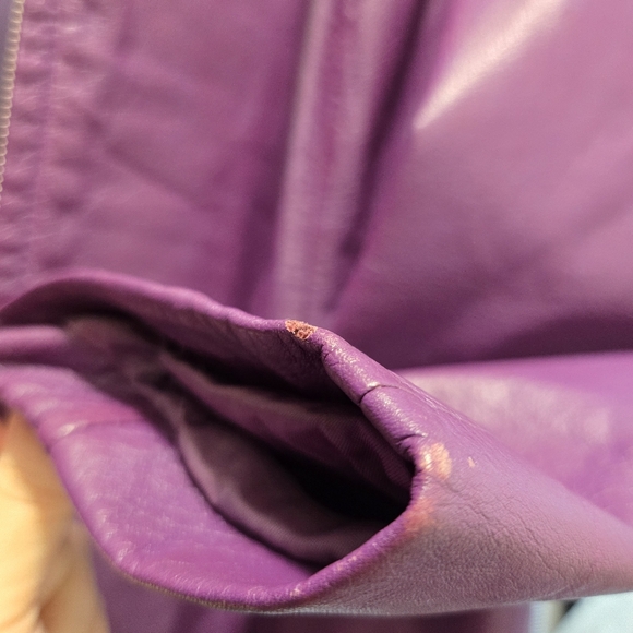 Vintage Y2K MS Maxima purple leather jacket sz L - Picture 8 of 12